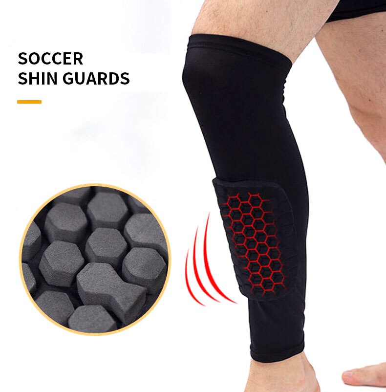Voetbal Scheenbeschermers Pads Voor Volwassen Kalf Compressie Mouw Met Honingraat Pads Ondersteuning Shin Splint Baseball Boksen Kickboksen Mtb