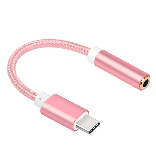 AUX Jack Type C Naar 3.5mm Oortelefoon Kabel Adapter USB C Audio Kabel Adapter Voor Xiao mi mi 8 a1 Voor Huawei P20 Lite Mate 10 Pro: Pink ( Rose Gold