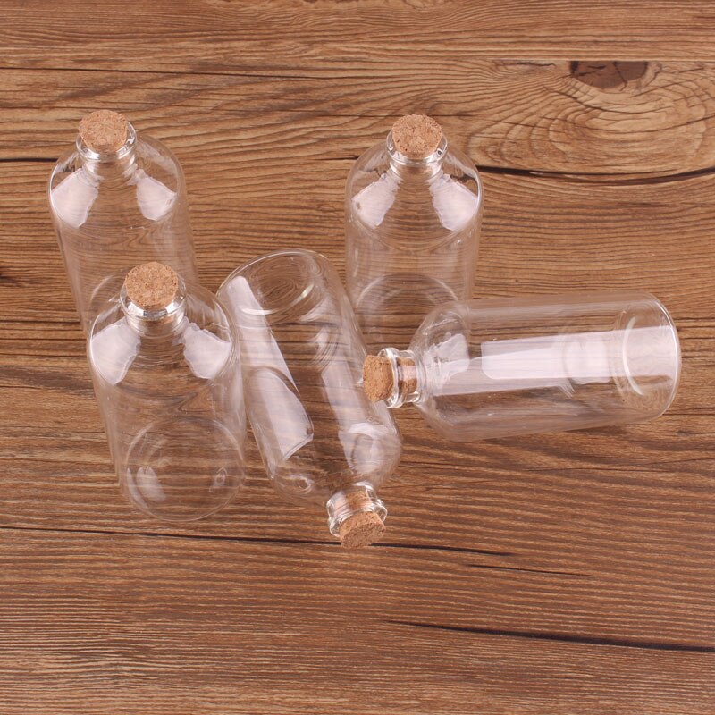 Bouteilles en verre Transparent avec bouchon en liège, 110ml, taille 47x100x12.5mm, pots à épices vides, artisanal, nouveauté