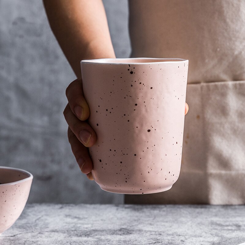 Nordic Minimalist Ceramics Coffee Cup Japanese-style Tea Kettle Couple Water Mug Glaze Point Container 400ml 10.5x8.8cm