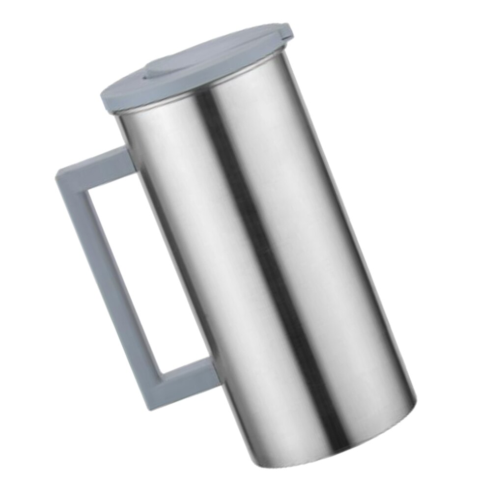 1.8 Liter Large Stainless Steel Water Pitcher Jug Drinks Juice Beverage Jugs for Home Kitchen Shop Cafe Office Use: Grey