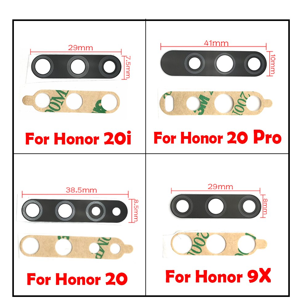 2Pcs Rear Back Camera Glass For Huawei Honor 9X V20 V30 X10 20i 20 10 30 Pro Lite 20S 10i 30s Camera Lens With Sticker Adhesive