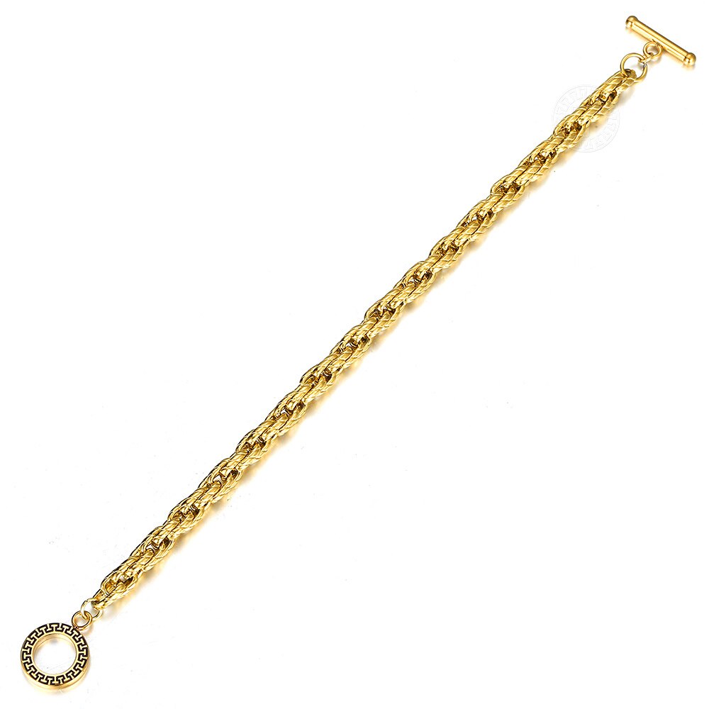 6mm Gold Filled Stainless Steel Bracelet For Men Women Twisted Cable Link Chain Toggle Unique Jewelry TBS012