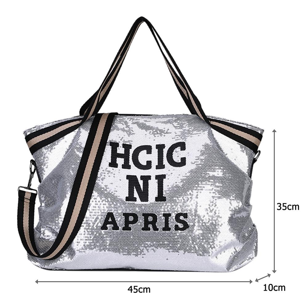 Travel Messenger Bag Women Girl Sequin Shoulder Shopping Crossbody Large Capacity Handbag Letters Printing Top-Handle Bags