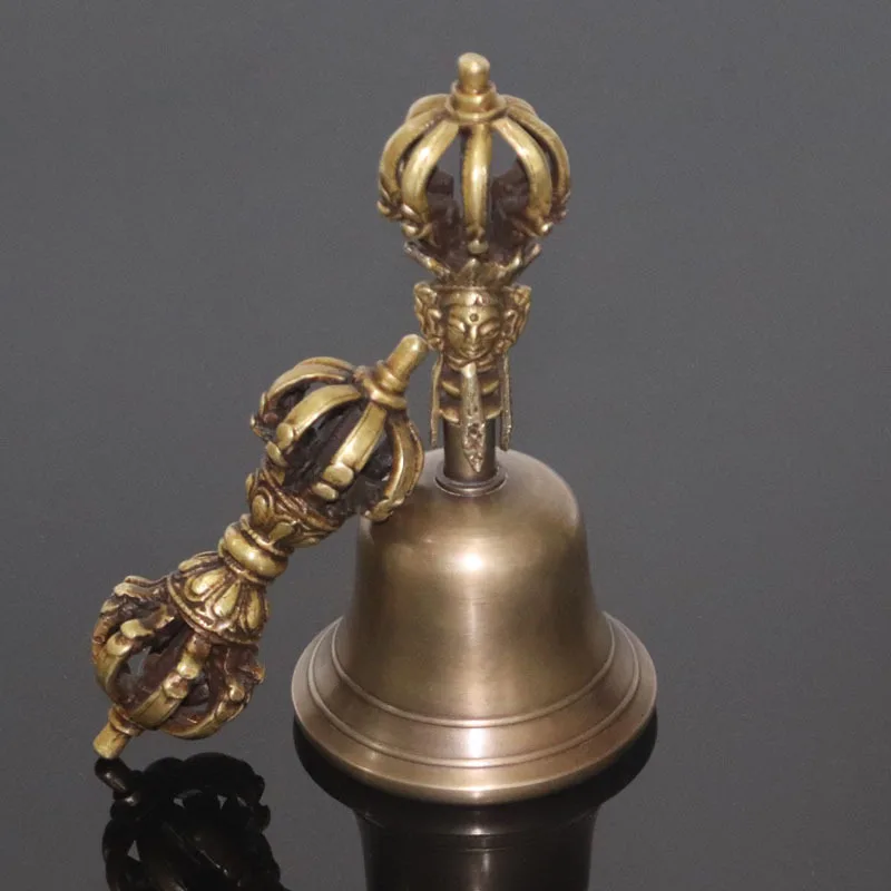Nepal Tibetaanse Klokken Klinken Handgemaakte Koperen Vajra Bel En Stamper Meditatie Tool Geluid Genezend Instrument Boeddhist Levert