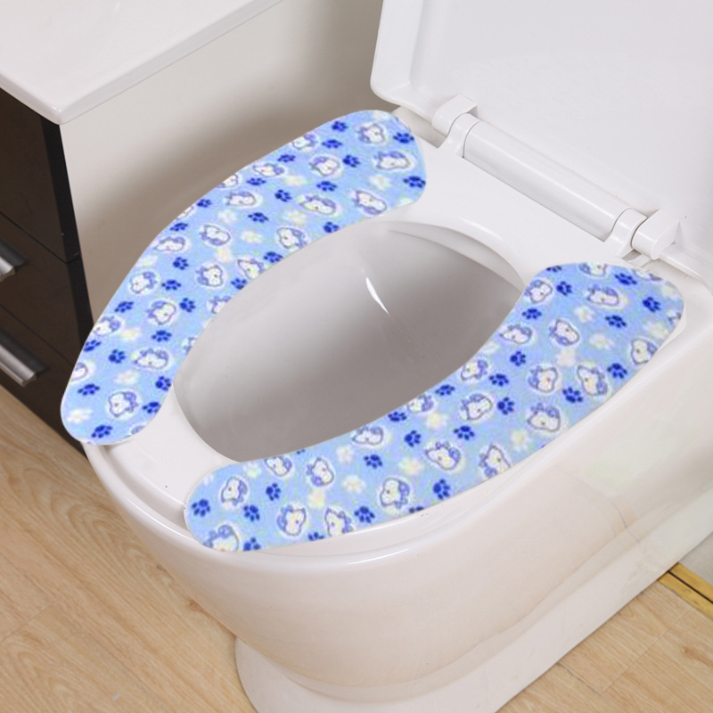 12 Models Printed Cartoon Cut-and-paste Toilet Seat Pad With Repeatable Washable Bathroom Toilet Seat: D