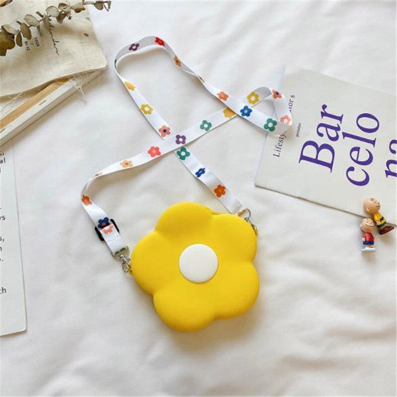 1Pcs Silicone Leuke Bloem Kinderen Tassen Portemonnee Prinses Zak Voor Baby Gril Party Beach Zomer: L yellow