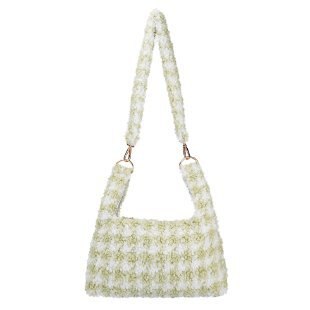 Lamswollen imitatiebont messenger bags harige luipaard schoudertas tote bag luipaardpatroon kleine vierkante tas harige: Groente