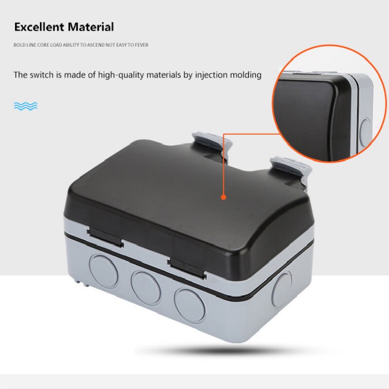 Weatherproof Waterproof Outdoor Wall Power Socket 13A UK Electrical Outlet Grounded IP66 Switched Socket Electrical Accessories