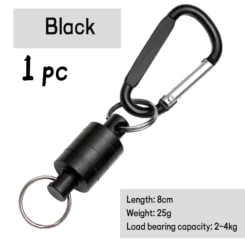 WIFREO – filet magnétique de pêche à la mouche, boucle magnétique, lanière à dégagement rapide, connecteur de terre, mousqueton, outil de pêche en plein air: 1pc a black
