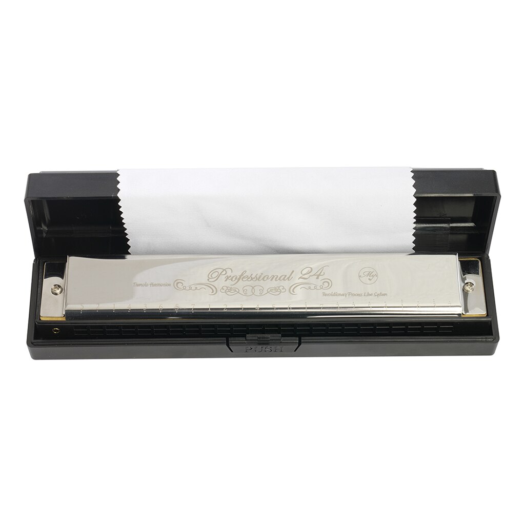 24 Holes C Key Tremolo Harmonica Mouth Organ Pro Harmonica Musical Instrument for Beginner Students Adults