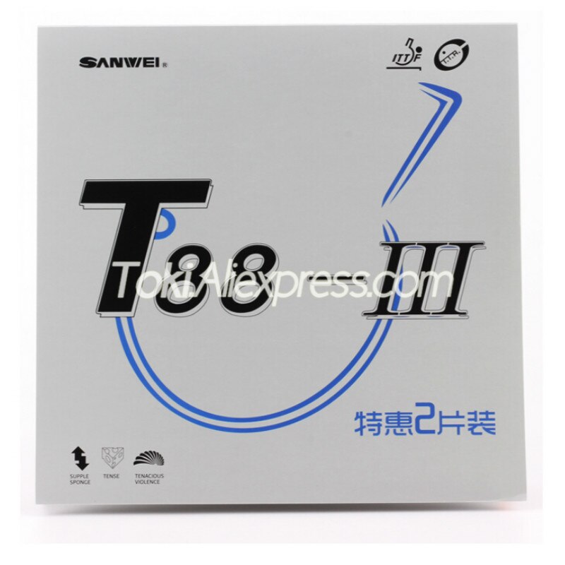 (1 Rood + 1 Zwart) Sanwei T88-3 Tafeltennis Rubber (Half-Sticky) originele Sanwei T88 Ping Pong Spons