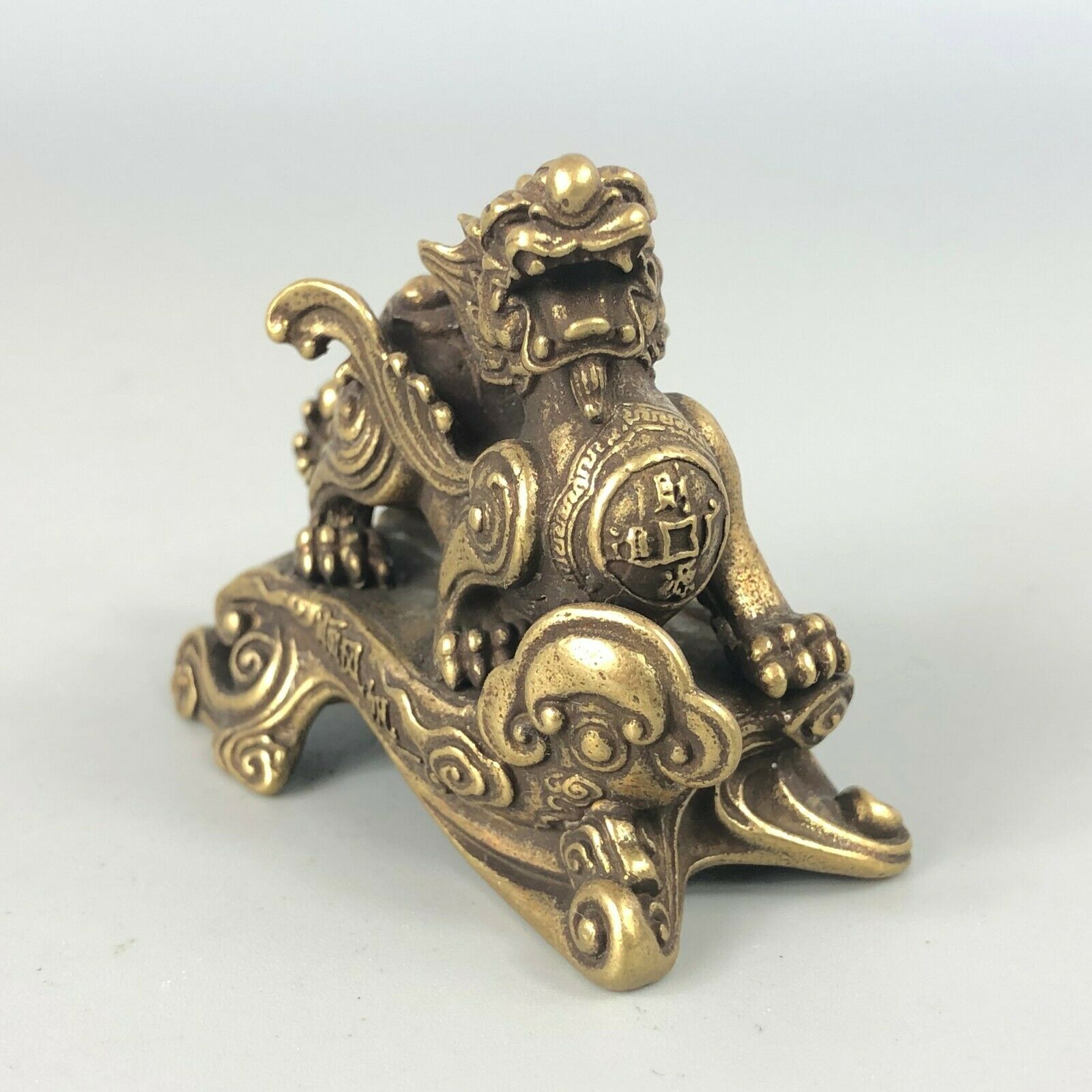 Zeldzame Collectible Oude Messing Handwerk Chinese Antieke Vergaren Fortuinen Kylin Standbeeld