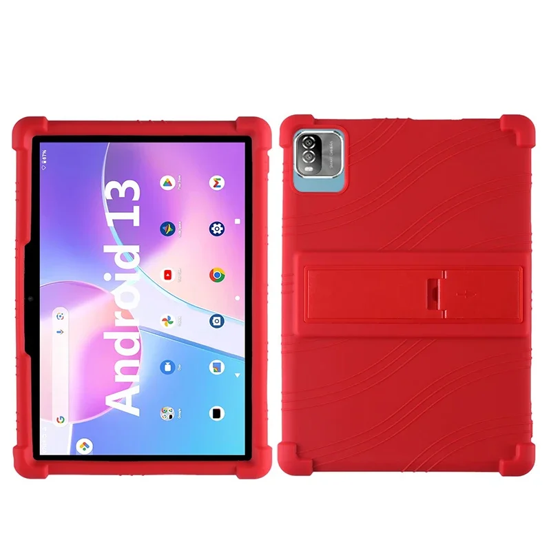 For PRITOM TAB11 Android 14 Tablet, 10 Inch Shockproof Cover Android 13 Tablet Kids Soft Silicon Stand Protective Shell: Red