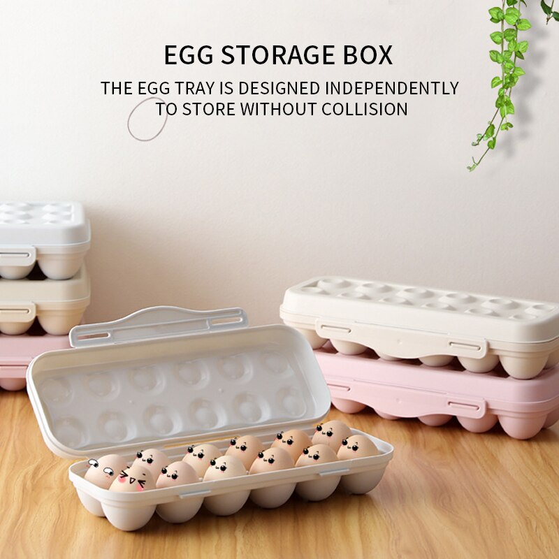 Household Kitchen Fresh-keeping Egg Storage Tray Eggs Dispenser Egg Storage Box with Lid Buckle Type