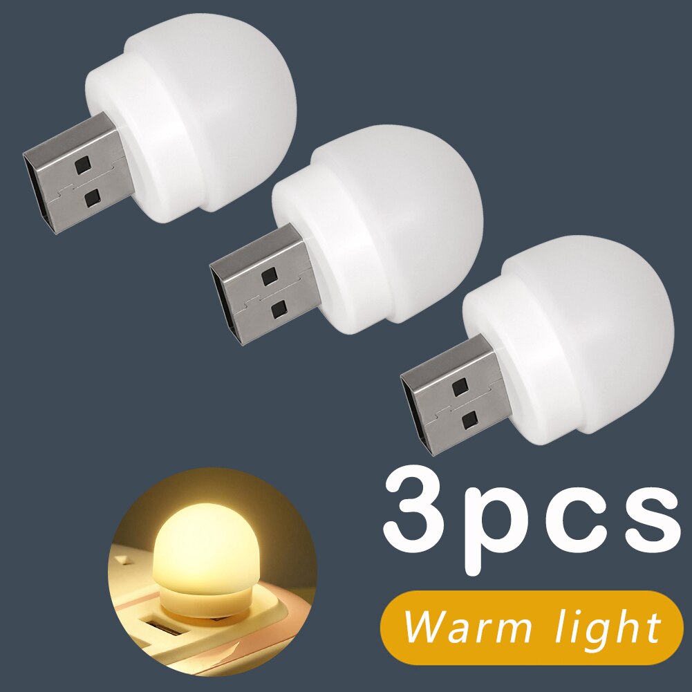 Luces de ambiente LED Mini USB para coche, Lámpara decorativa para dormitorio, iluminación de emergencia, luz de lectura portátil Plug and Play, luz nocturna: 3pcs E