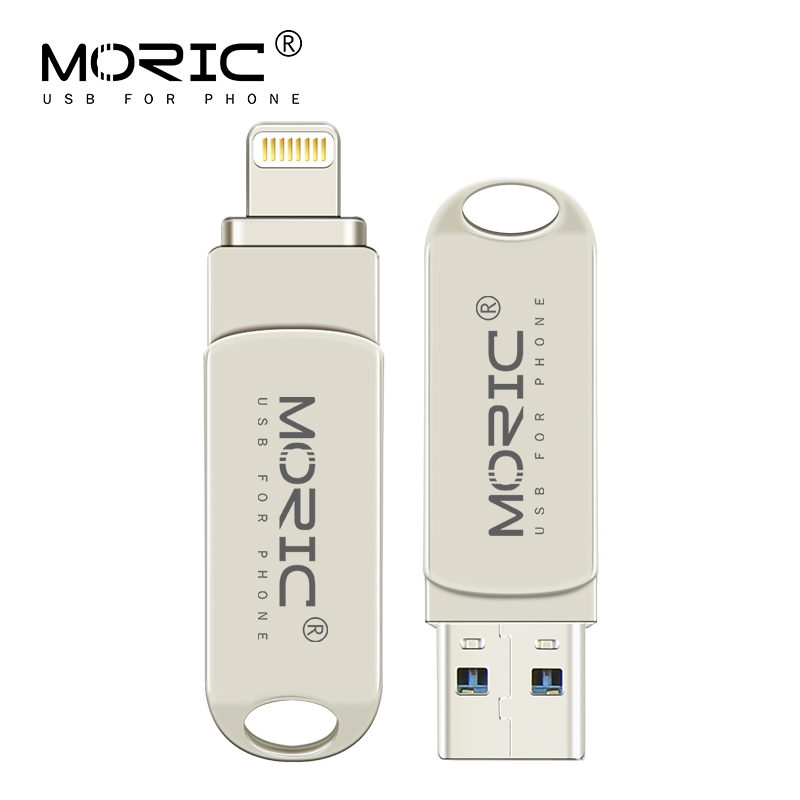 Moric drive metalen usb-flashdrive 128gb otg-pendrive 32gb 64gb usb 3.0 flashdisk voor iphone/ipad/lightning/ios/usb-geheugen