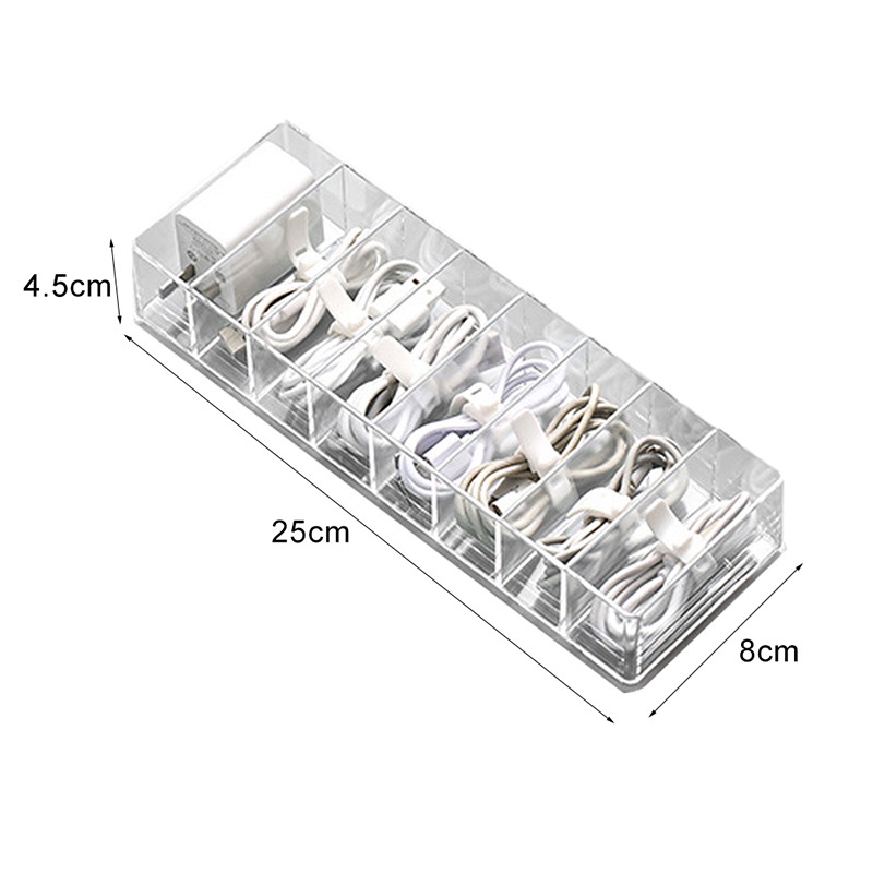 Ins Desktop Wire Cable Organizer Box USB Data Line Cable Storage Holder Case Jewelry Makeup Tank Bin Home Accessories Organizer: 8Grids
