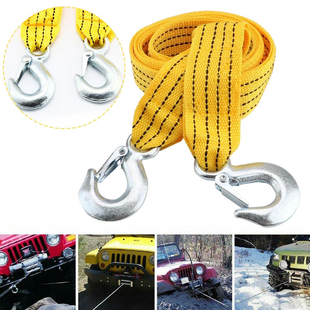 Cuerda de remolque para coche, 300CM, 3 toneladas, correa de remolque, gancho de acero de aleación de nailon, herramientas de rescate de emergencia para remolque todoterreno, accesorios para motocicleta 4x4