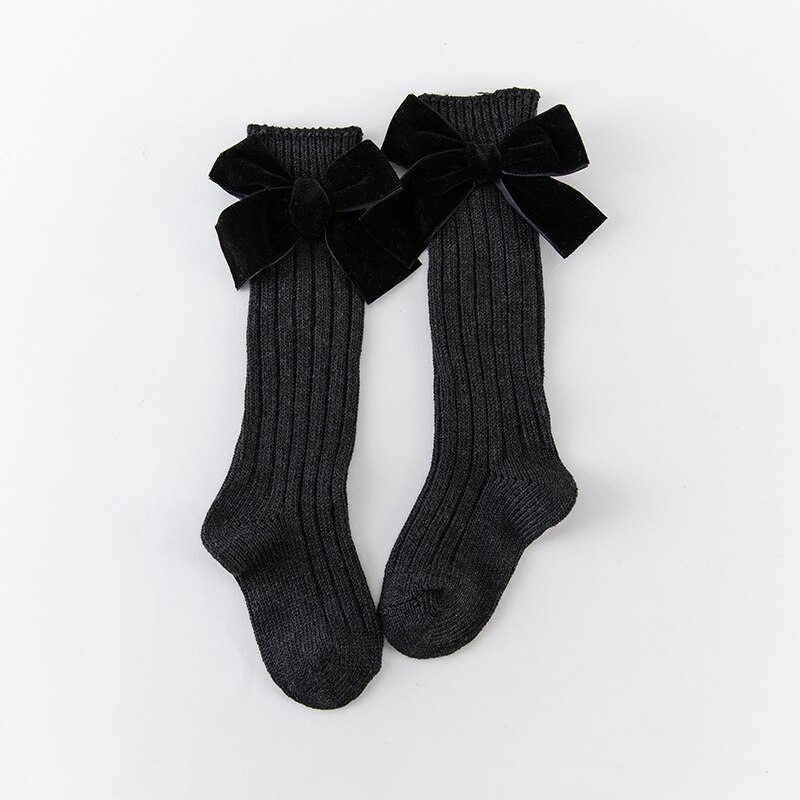 Kniestrümpfe für babys und kleinkinder, baumwollsocken mit großer schleife, weiche, lange socken für babys und kleinkinder, niedliche kniestrümpfe: 6 / M (2-4t)