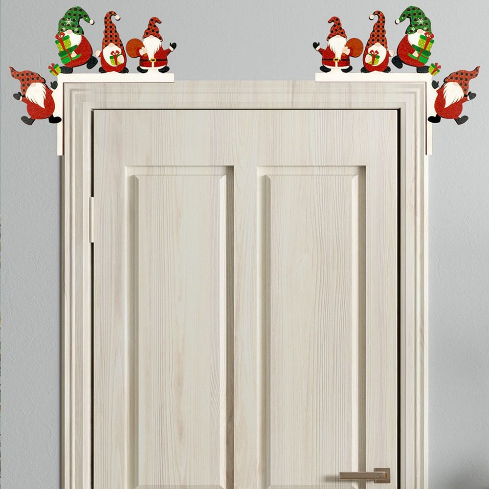 disposizione di atmosfera per la casa alla moda Decorazione del telaio della porta Decorazione natalizia in legno Ciondolo per porta Babbo Natale Cartello angolare per porta di Natale