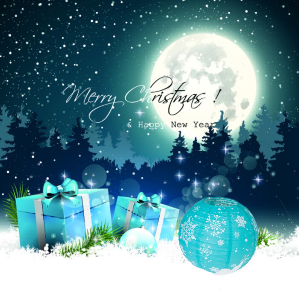 1Pc Christmas Snowflake Folding Lantern Paper Lantern Decorative Layout Prop Snowflake Pattern Blue