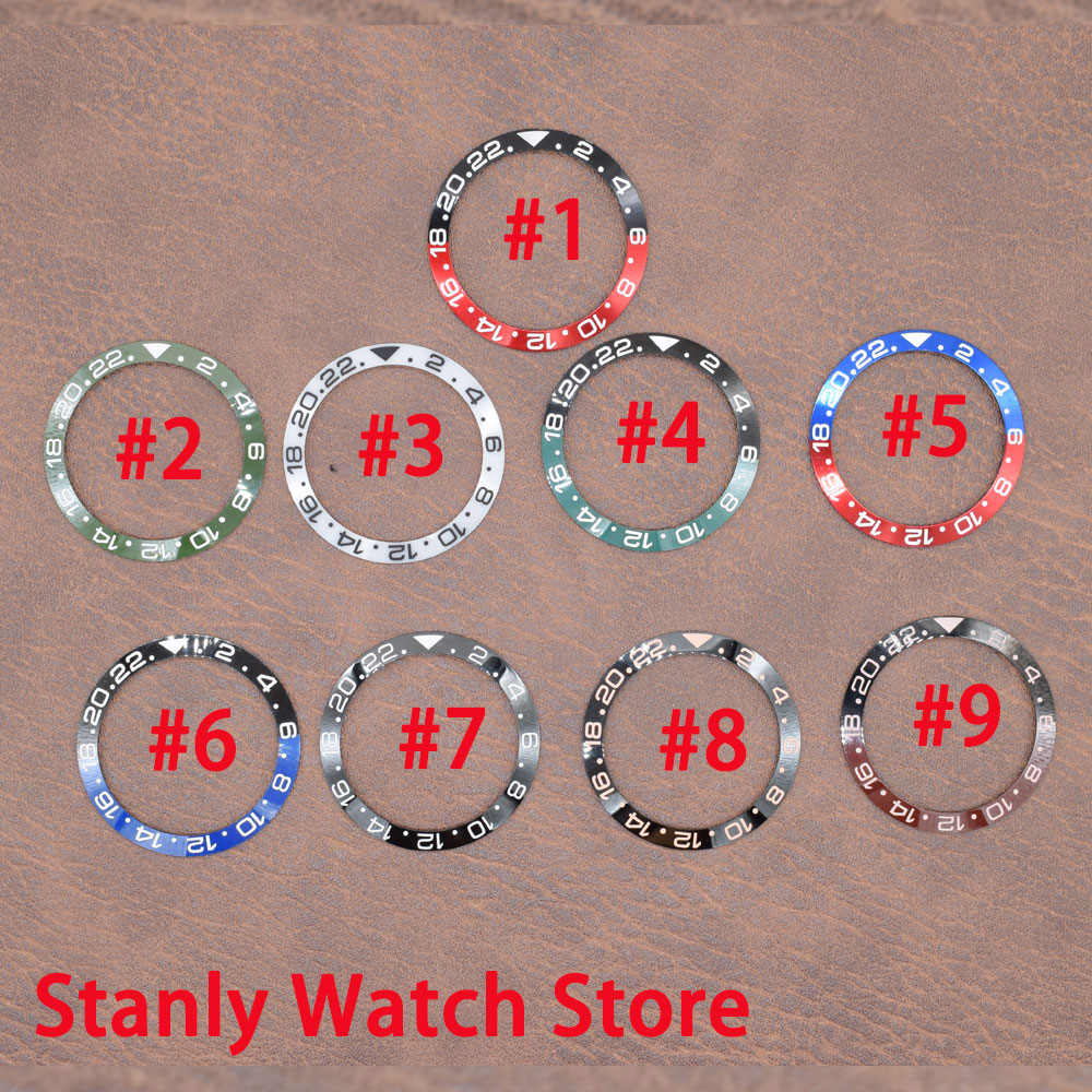 9 model 38mm groen/zwart/blauwzwarte keramische lunette-inzet voor 40mm gmt automatisch uurwerkhorloge