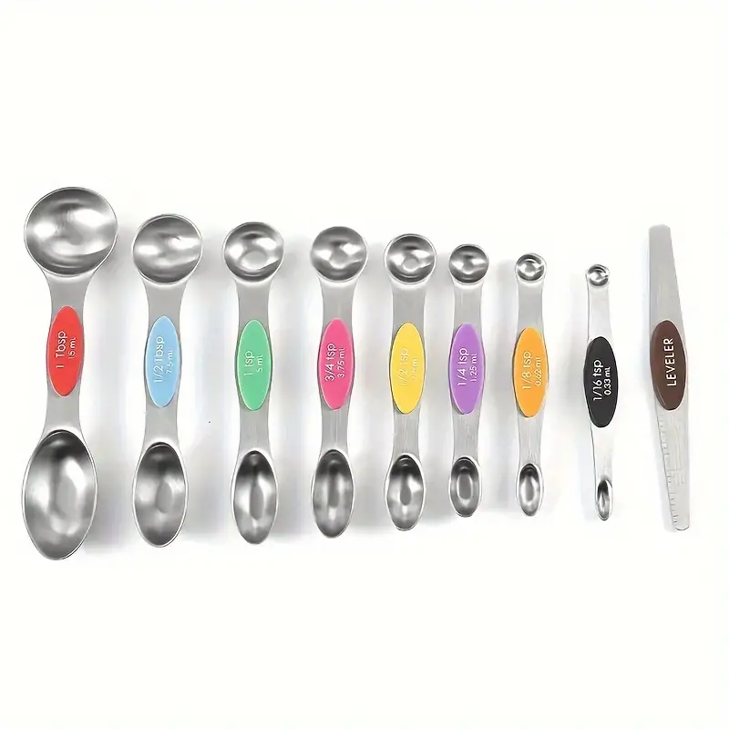 9/17 piece, stainless steel heavy duty measuring cup and spoon set, double-sided magnetic for drying and liquid ingredients