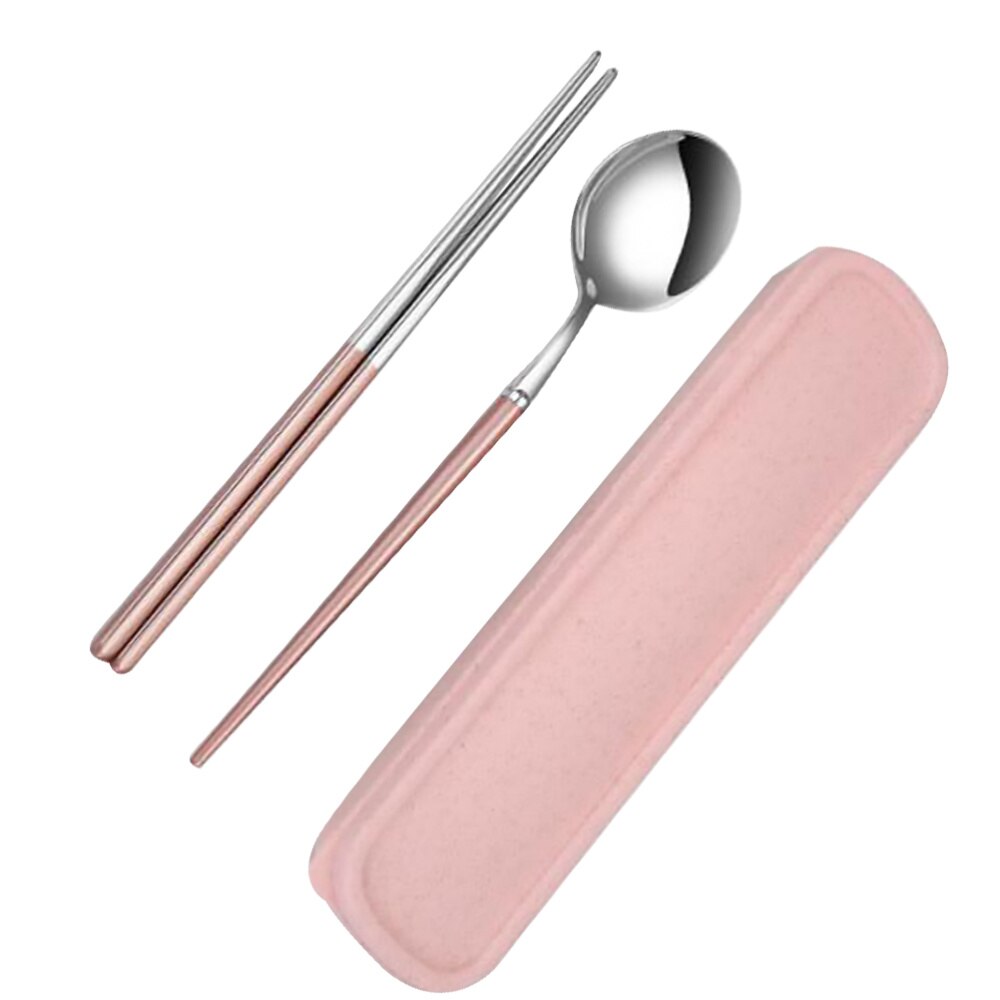 Flatware Set Portable Durable Stainless Steel Silverware Set Reusable Utensils for Camping Travel Picnic: Pink