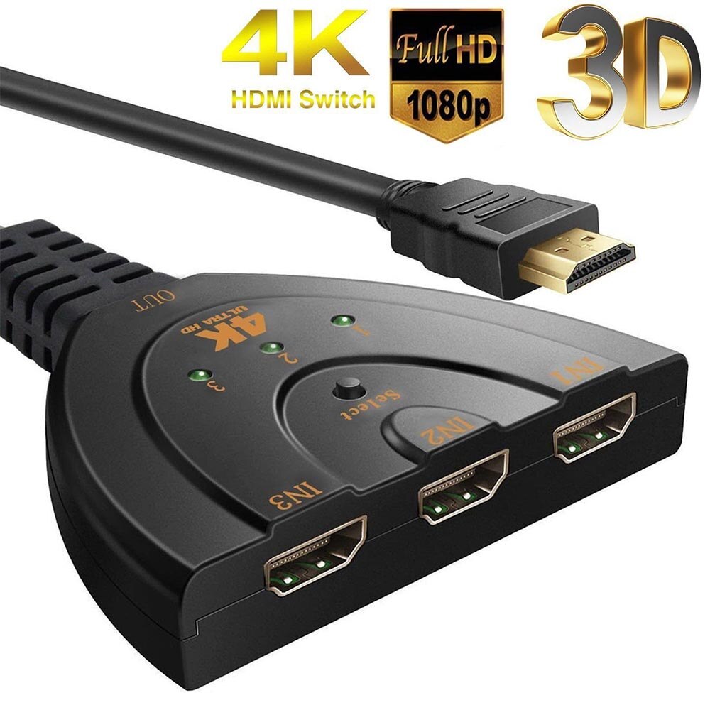 AUTO HDMI-compatible Switch Switcher 4K*2K 3D Mini for HD-MI Splitter 3 in 1 Out Port Hub for DVD HDTV Xbox PS3 PS4 1080P