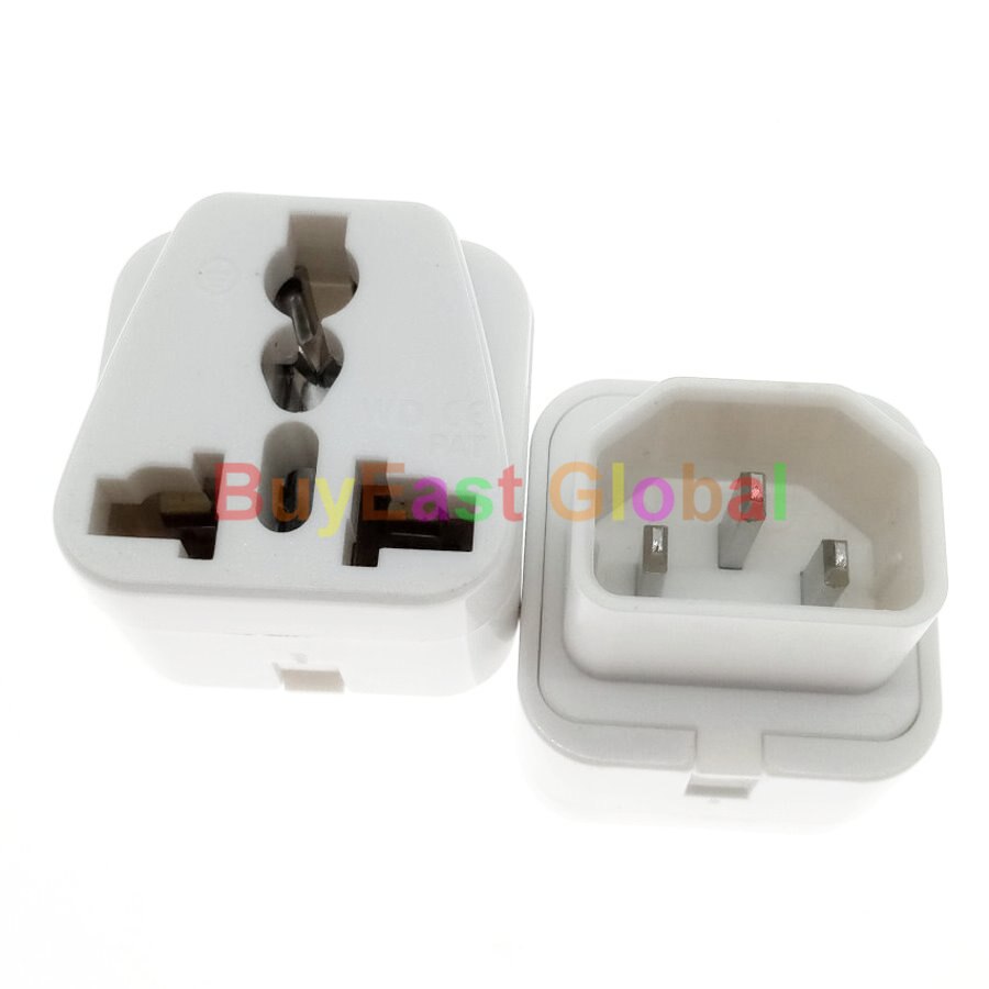 (Pack 3) 2 IN 1 - Universal to IEC320 C14 Male Electrical Plug Adapter AC100~250V 10A White / Black