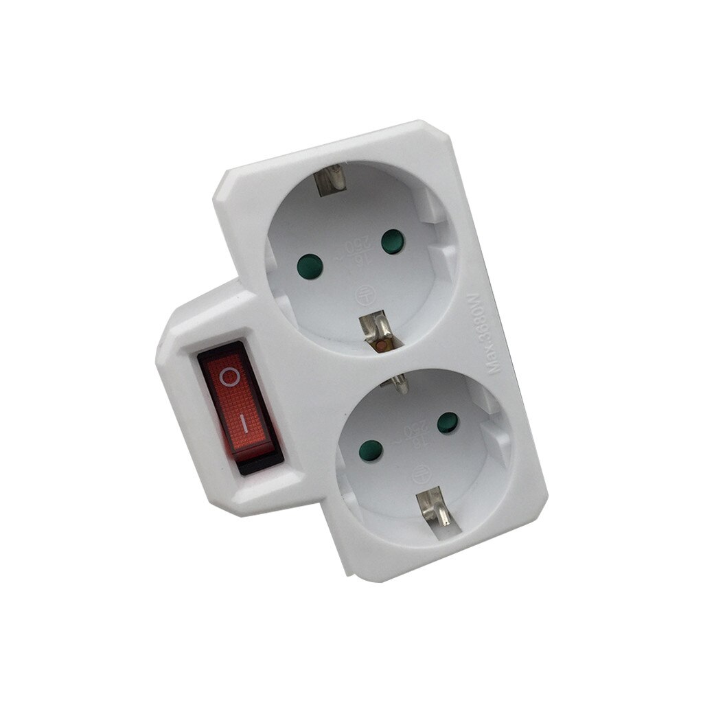 GZBK01/02 Schuko Adaptor 2 Socket with Switch Conversion plug 16 A/250 V 3,680 watts Schuko socket with switch #921