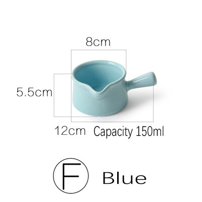 Ceramic Macarons Milk Jug Super Cute Spout Single Handle Milk Thistle Sauce Mini Bowl Baby Food Bowl Snack Saucer: F.Blue