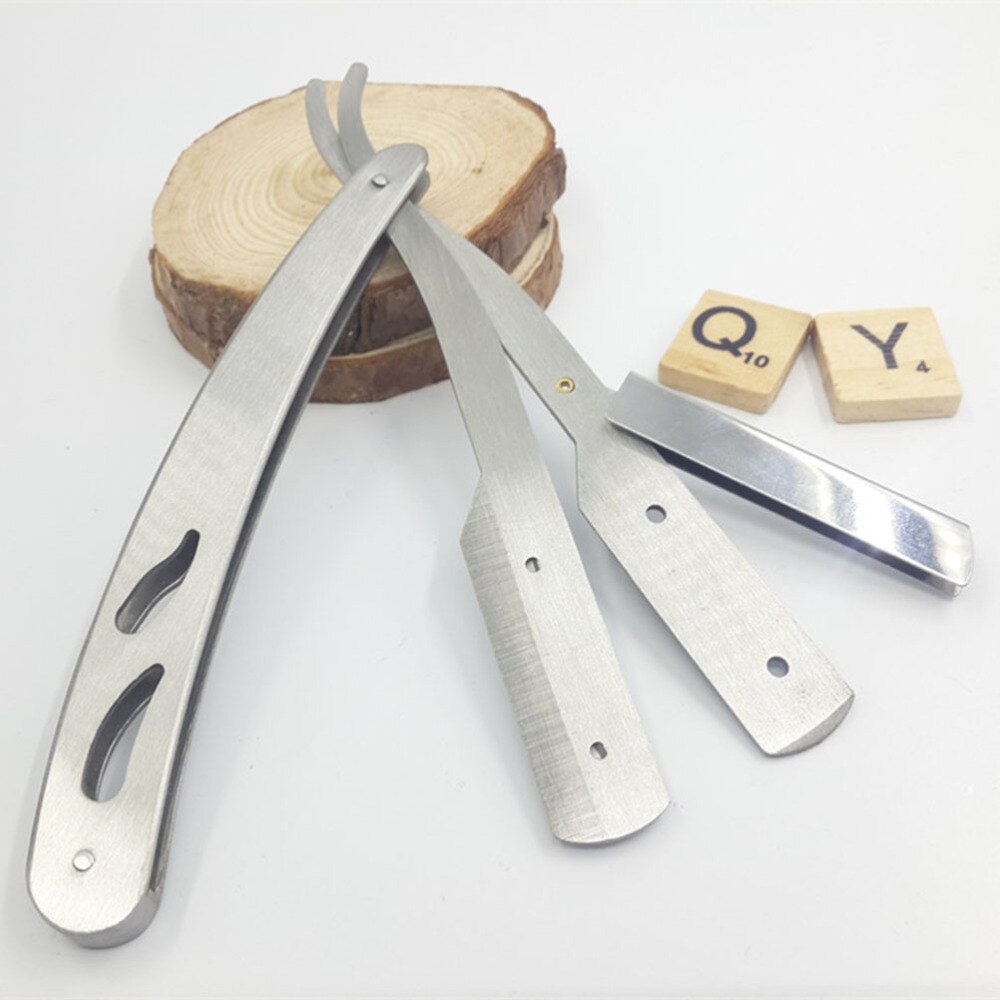 Stainless Steel Shaving Razor Straight Edge Razors Pro Mens Folding Shaving Manual Beard Shaver Barber Shaver Tool (Silver)