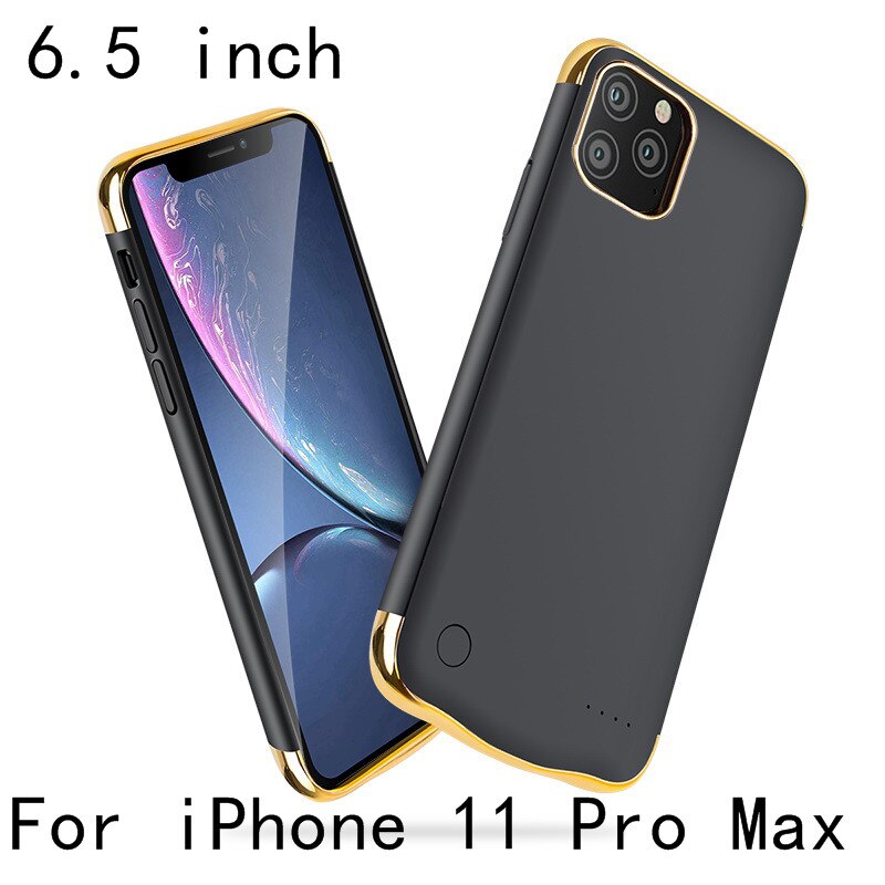 Slim Plating shockproof Battery Case For iPhone 11 Pro Max Battery Charger Case For iPhone 11 External Power Bank Charging Cover: i11 Pro Max-Black