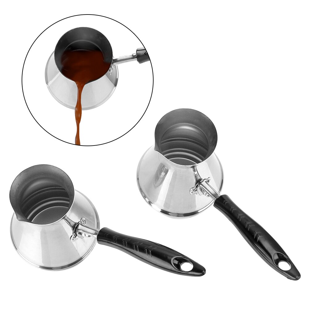 Café turco olla de acero inoxidable utensilios para café Europea mango largo maceta Moka derretir mantequilla olla cocina herramientas
