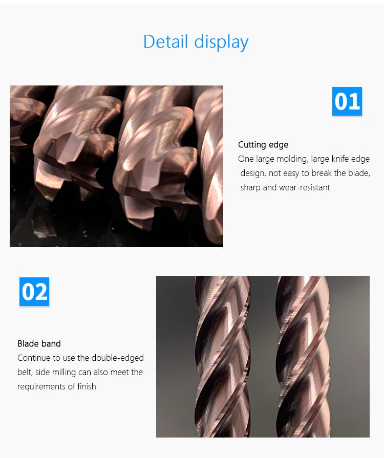 Fresa de extremo de radio de esquina HRC62 CNC R, fresadora de punta de Toro, enrutador de Metal, herramienta de acero de carburo de tungsteno R0.5 R1, 4 flautas