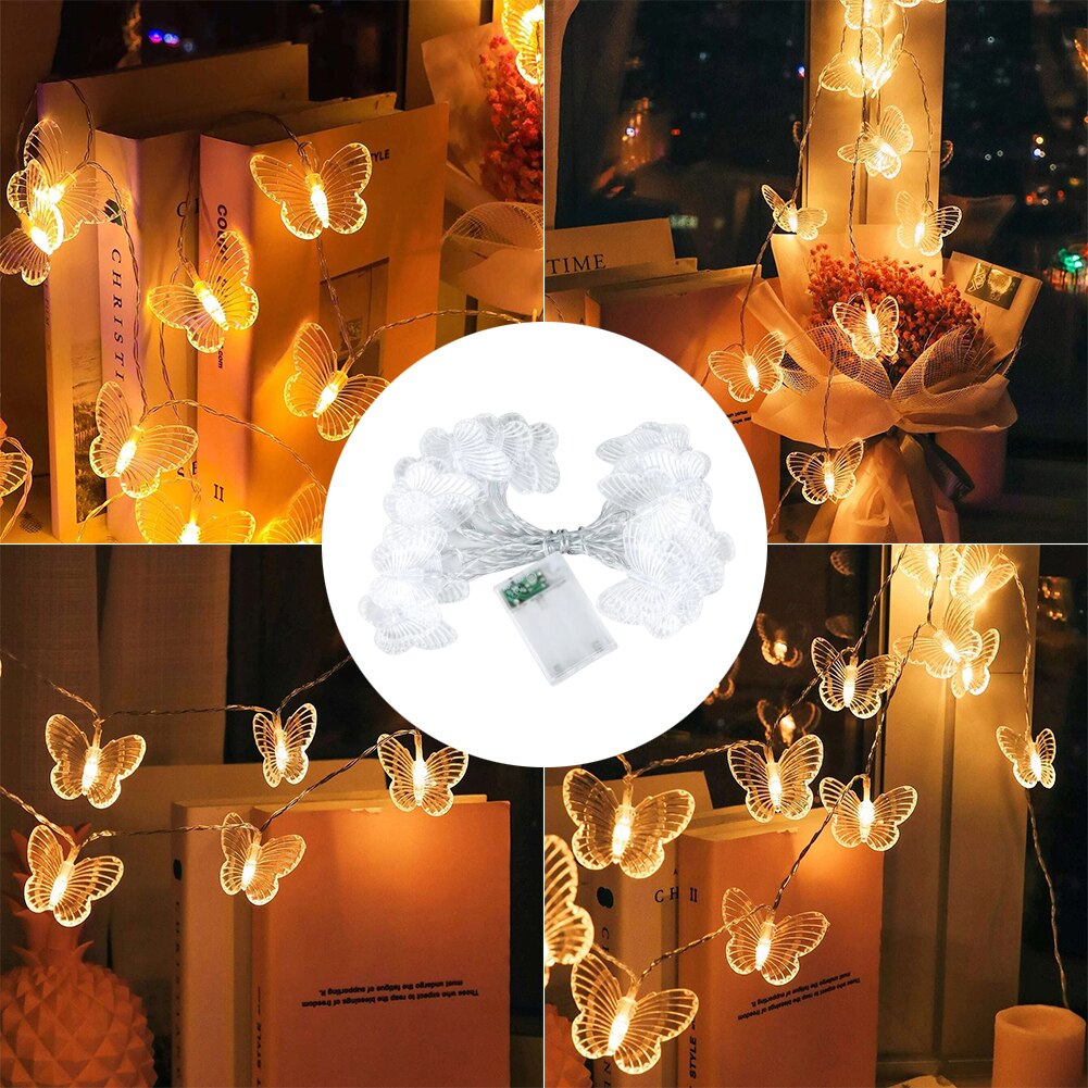 LED String Light Battery Operated Butterfly Garland Fairy Lamp for Christmas Indoor Outdoor Party Decorations