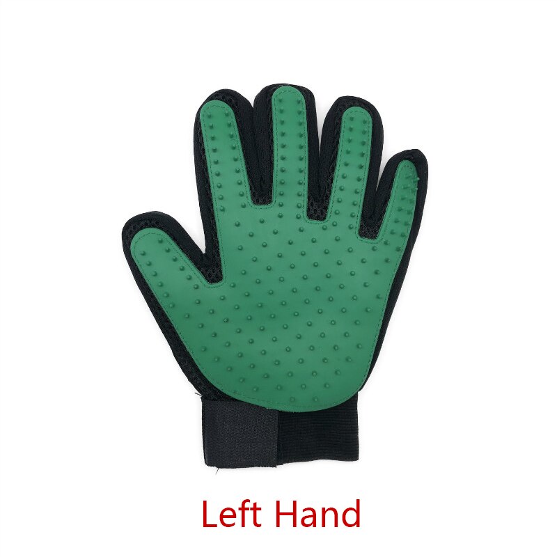 Guante de lana para gatos, cepillo para quitar el pelo de mascotas, peine para masaje para limpieza de perros: Green Left Glove