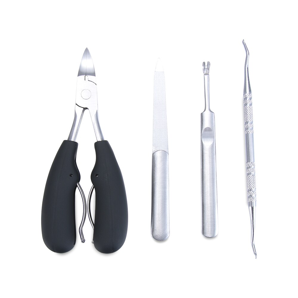 4Pcs/Set Rubber Handle Nails Stainless Toenail Clippers Nail Cutter For Thick Ingrown Nail Nippers Clipper Manicure Salon Tool