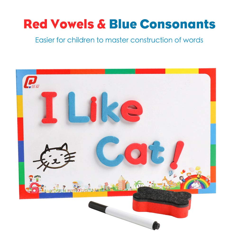 Alfabetmagneter magnetiske bogstaver til børn med magnetkort - abc store bogstaver og tegneboks klasseværelse