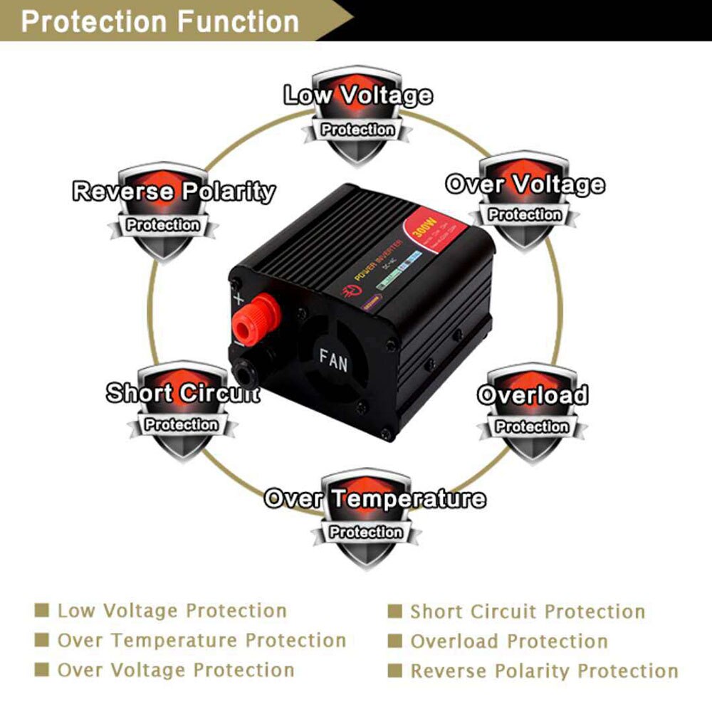 300w power inverter konverter  dc 12v to 220v ac biler inverter med bil adapter