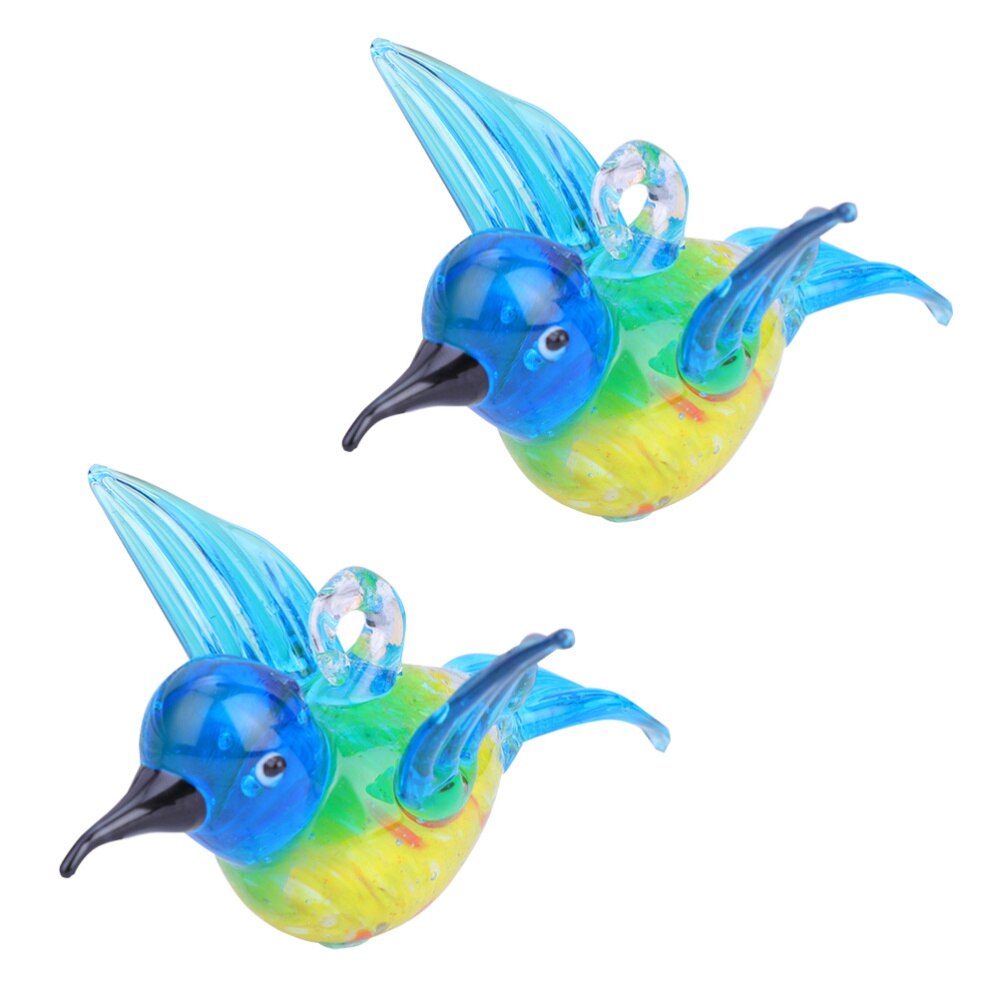 2 Stuks Thuis Tuin Kleurrijke Glas Kolibrie Vogel Kerst Decoratie: Default Title