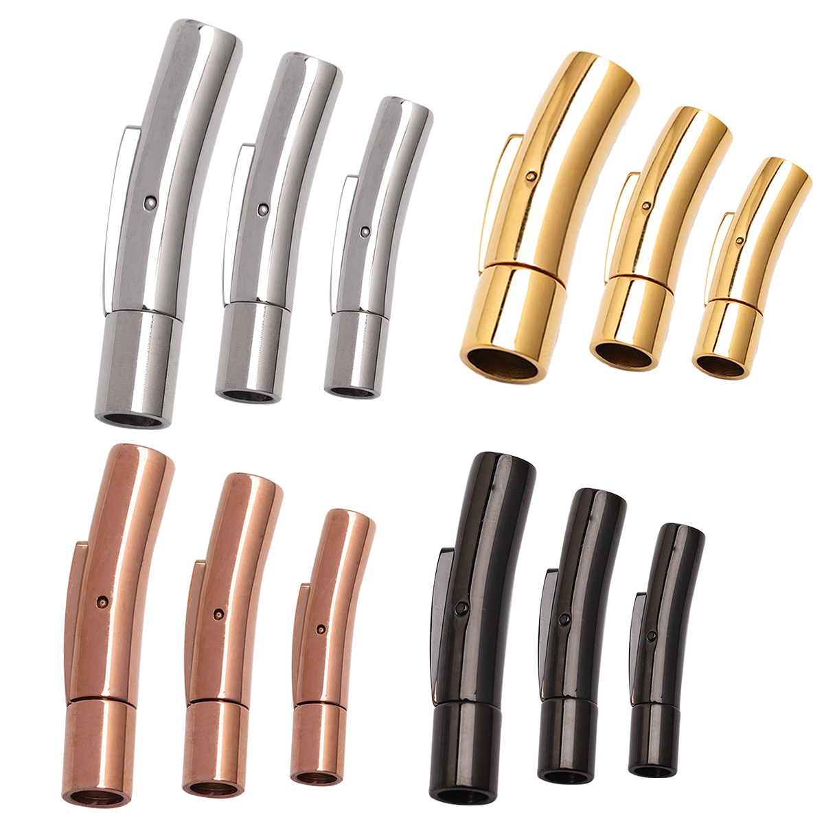 1 Stück Edelstahl-Magnetverschluss, passend für Durchmesser 3/4/5/6 mm, Lederband, Metallschnalle für Schmuckherstellung, DIY-Stecker-Zubehör