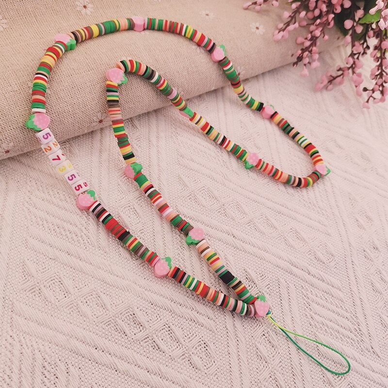 Long Flower Soft Circle Beaded Lanyard Anti-Lost Lanyard Trendy Crystal Stone Beads Mobile Phone Chain for Girls Cellphone Strap: 02