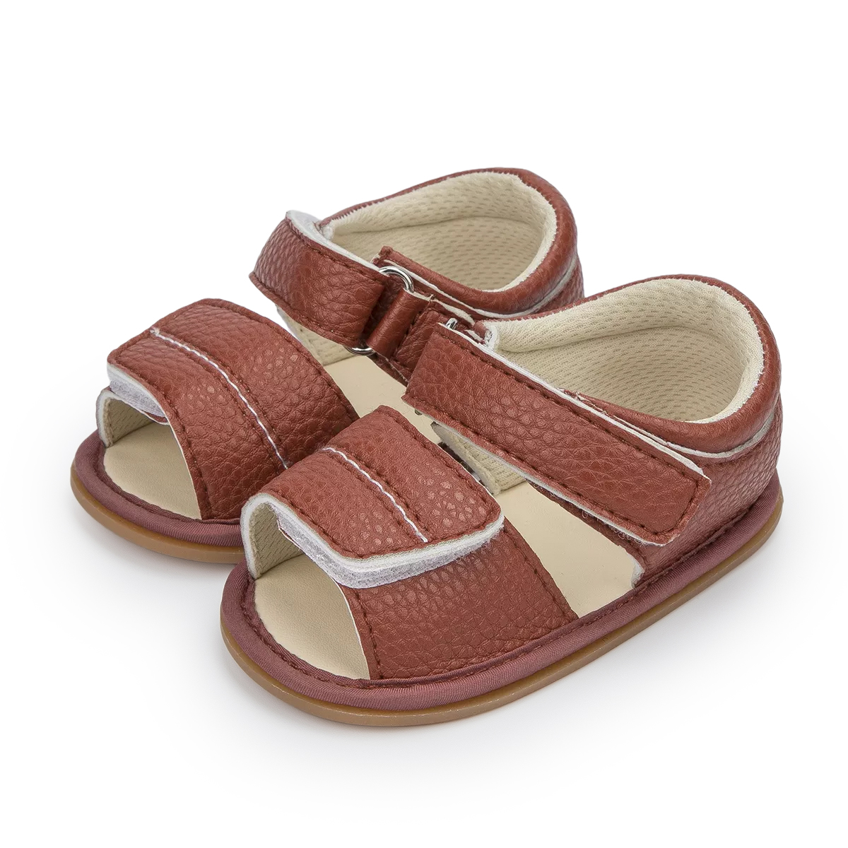 Kidsun Baby Schoenen Peuter Sandalen Lederen Rubberen Zool Antislip Zachte Platte Peuter Meisje Jongen Babyschoenen Baby Wieg schoenen 0-18M: Dark Brown / 0-6 months