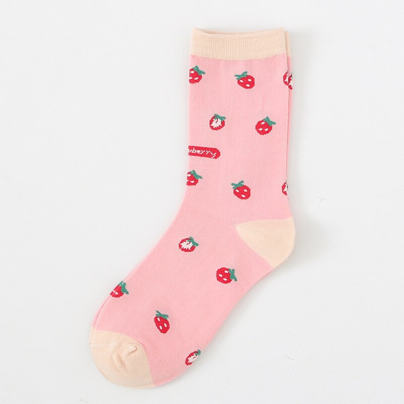 Women's Socks Autumn and Winter Trendy Socks Strawberry Tube Cotton Women's Socks Harajuku College Style Casual Fresh Socks: 2