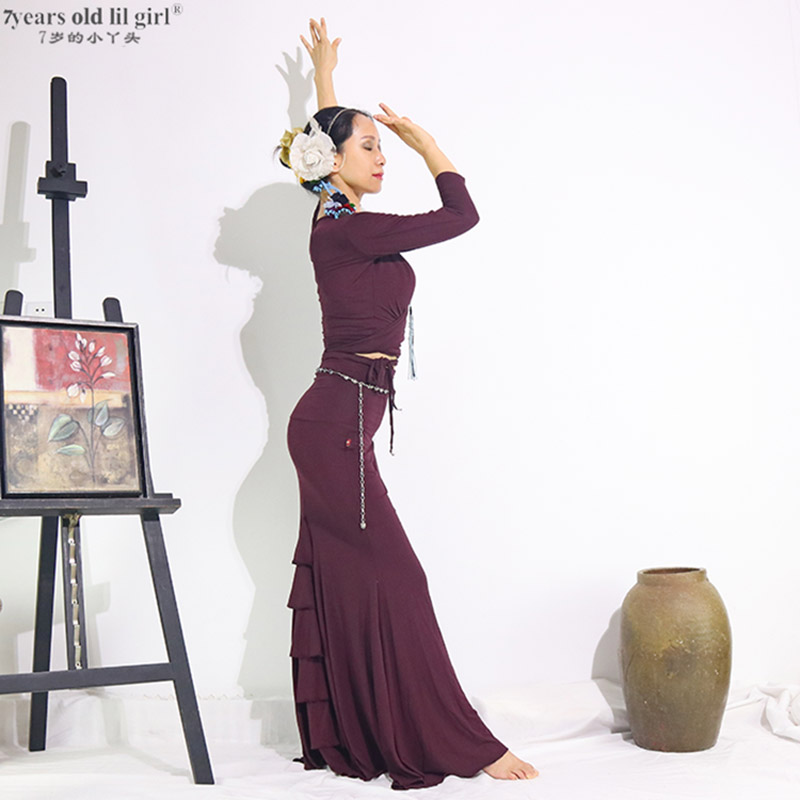 Robe Flamenco danse pratique multicouche vêtements espagnols femmes Fshtail ESS01 03
