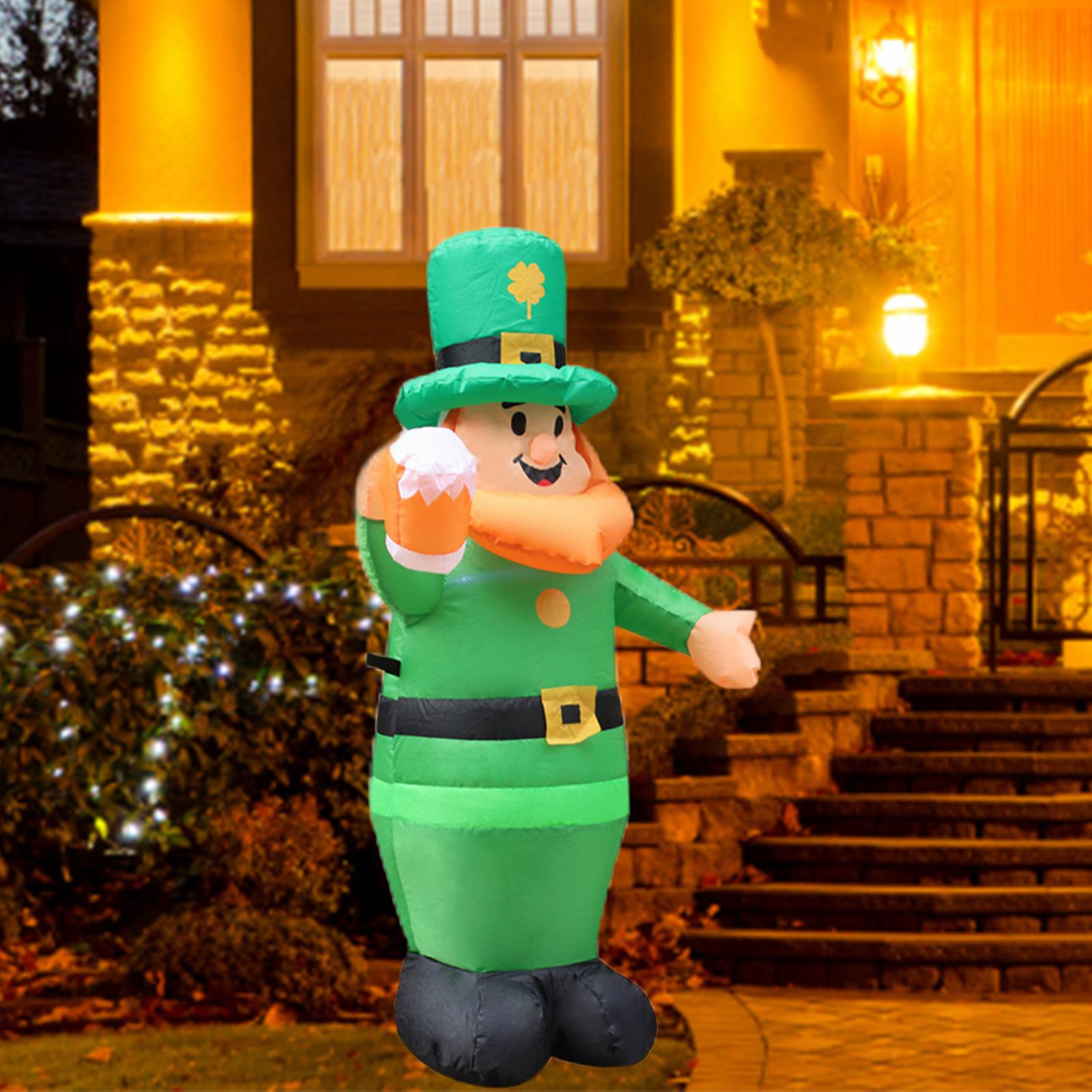 Inflatable Decor with LED Lights Decoration ST Patricks Day Inflatable Decor for Courtyard Irish Oktoberfest EU Adaptor