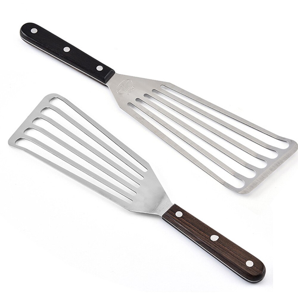 Stainless Steel Slotted Turner & Fish Spatula With Wooden Handle -Kitchen Tools
